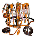 Handcrafted Full Grain Leather Tri Color Horse Driving Harness for Carriage, Buggy and Single Horse Cart Driving