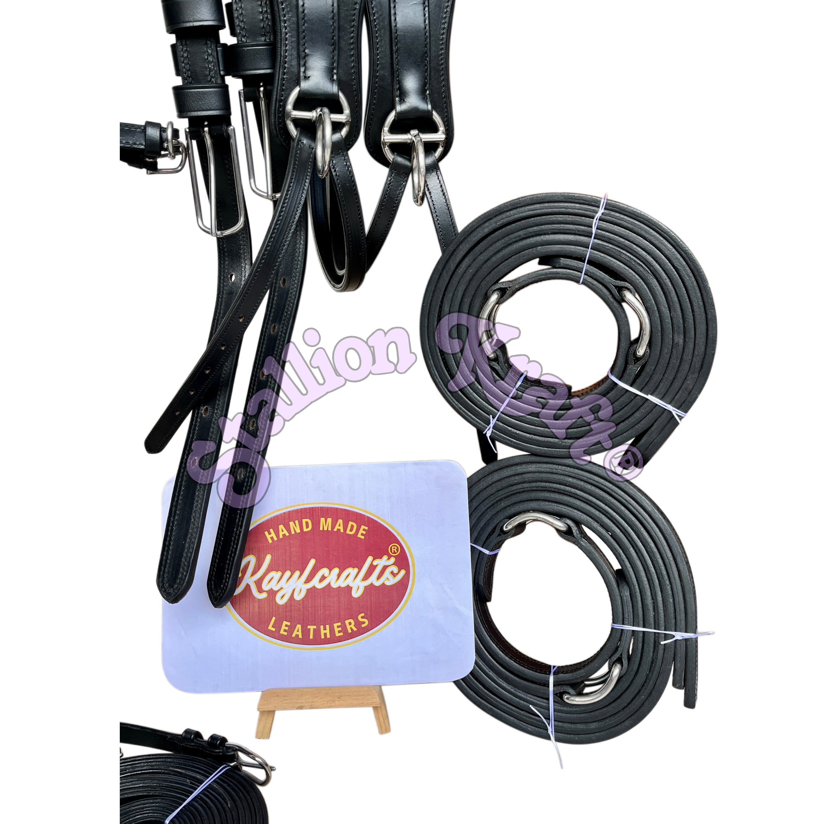 Team Pair Carriage Harness Full Grain Oiled Black Leather Horse Driving Harness