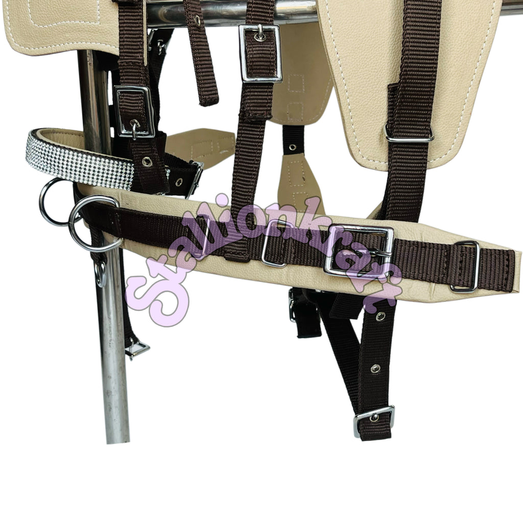 Two Tone Beige and Brown Nylon Horse Driving Harness Single Horse Carriage Harness
