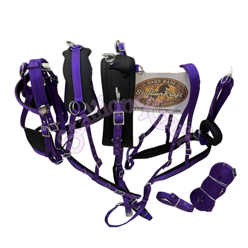 Black and Purple Nylon Horse Driving Harness Horse Carriage, Cart and  Buggy Harness