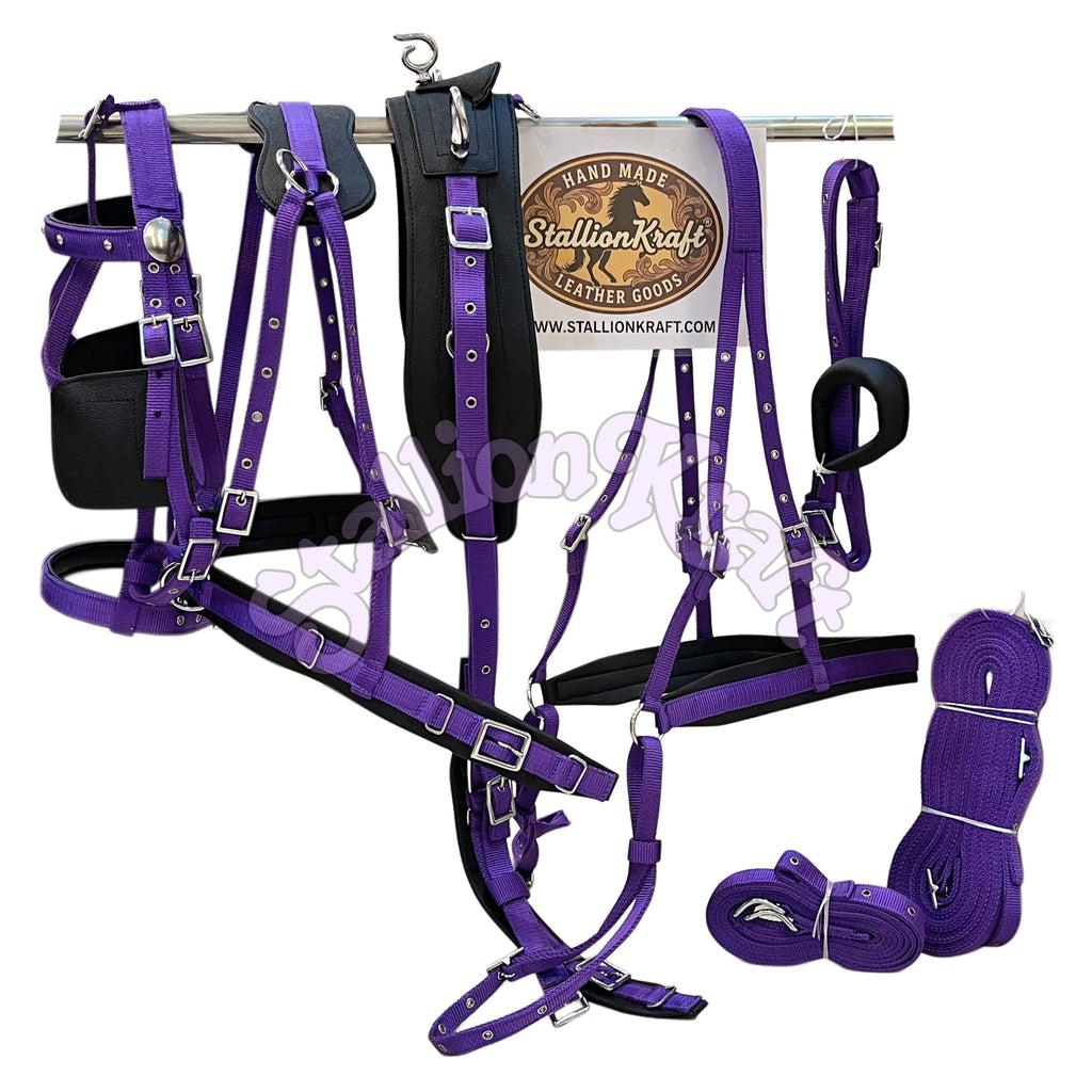 Black and Purple Nylon Horse Driving Harness Horse Carriage, Cart and  Buggy Harness