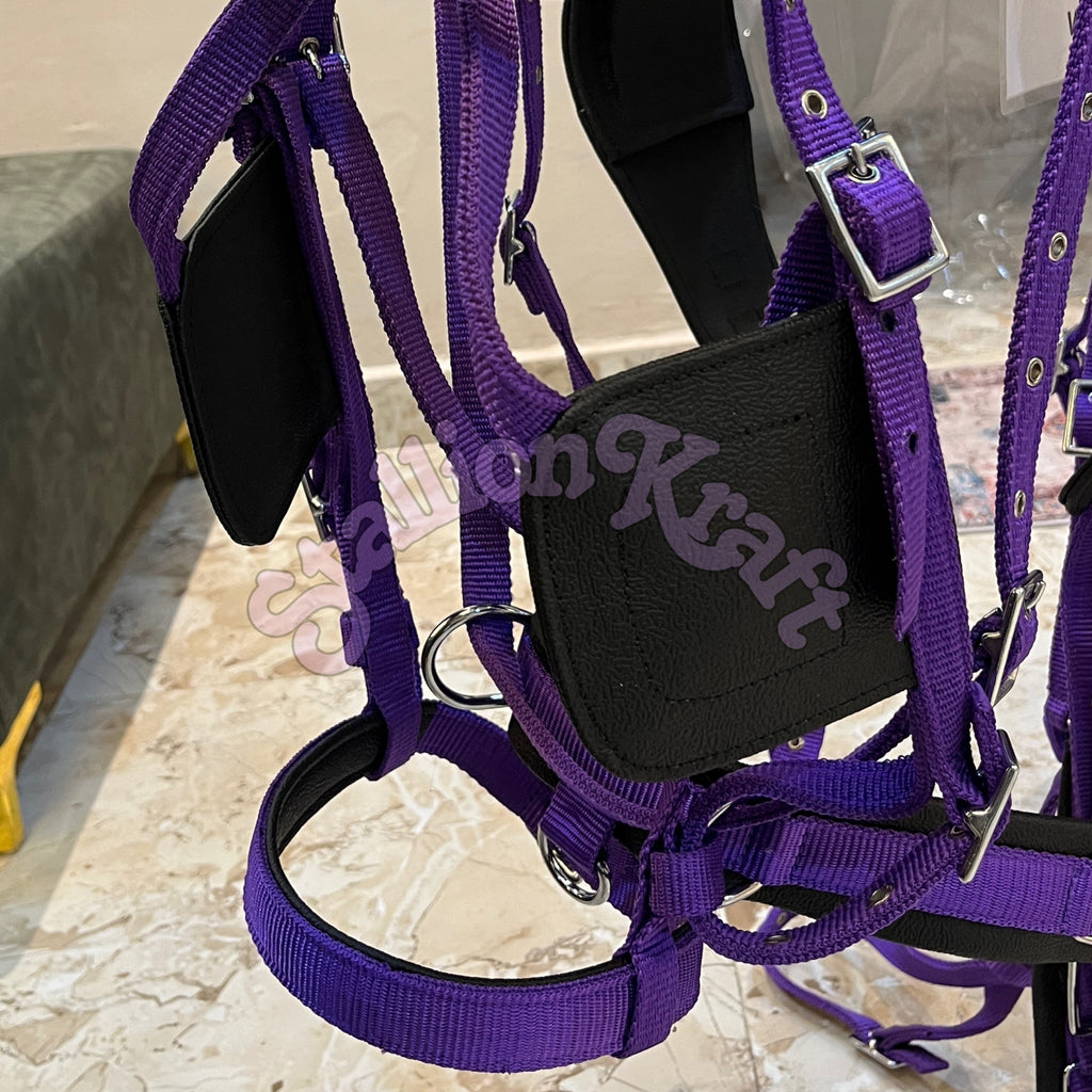 Black and Purple Nylon Horse Driving Harness Horse Carriage, Cart and  Buggy Harness