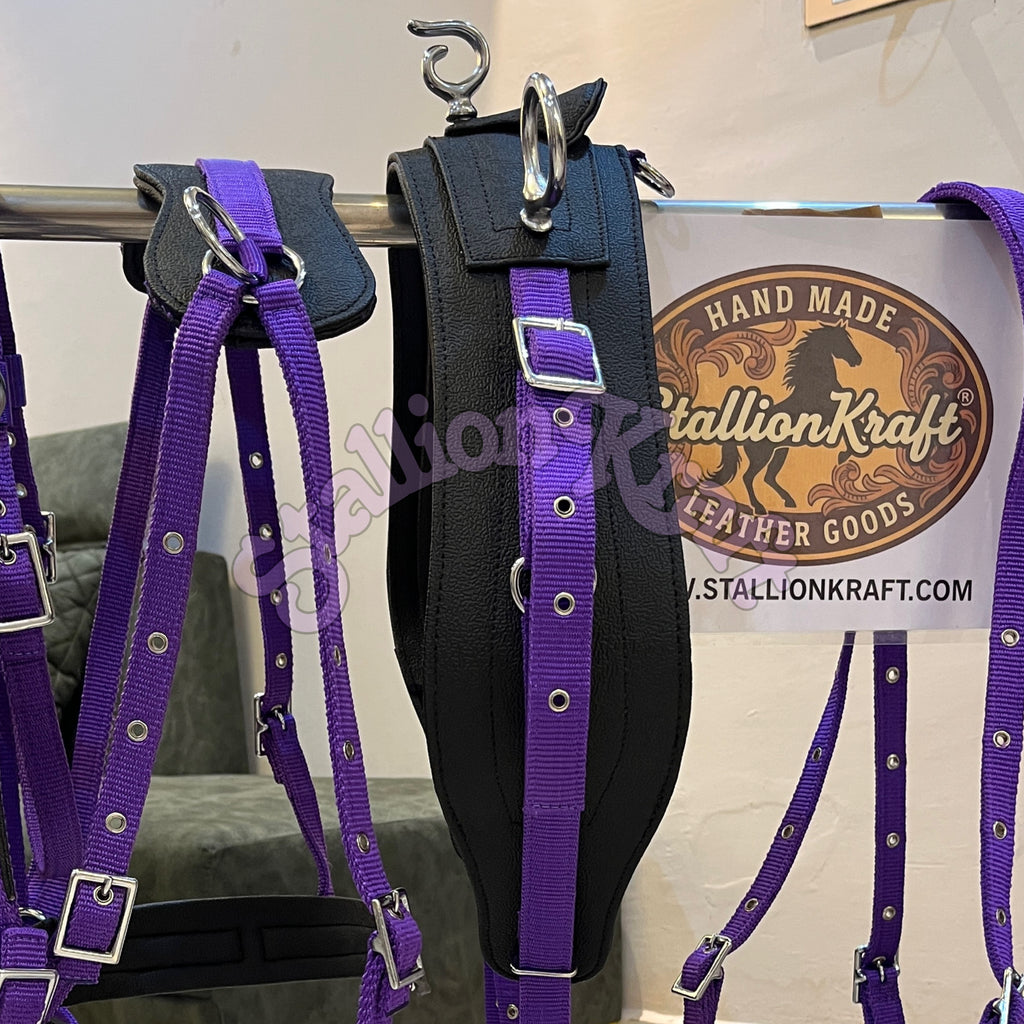 Black and Purple Nylon Horse Driving Harness Horse Carriage, Cart and  Buggy Harness