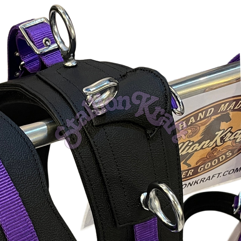 Black and Purple Nylon Horse Driving Harness Horse Carriage, Cart and  Buggy Harness