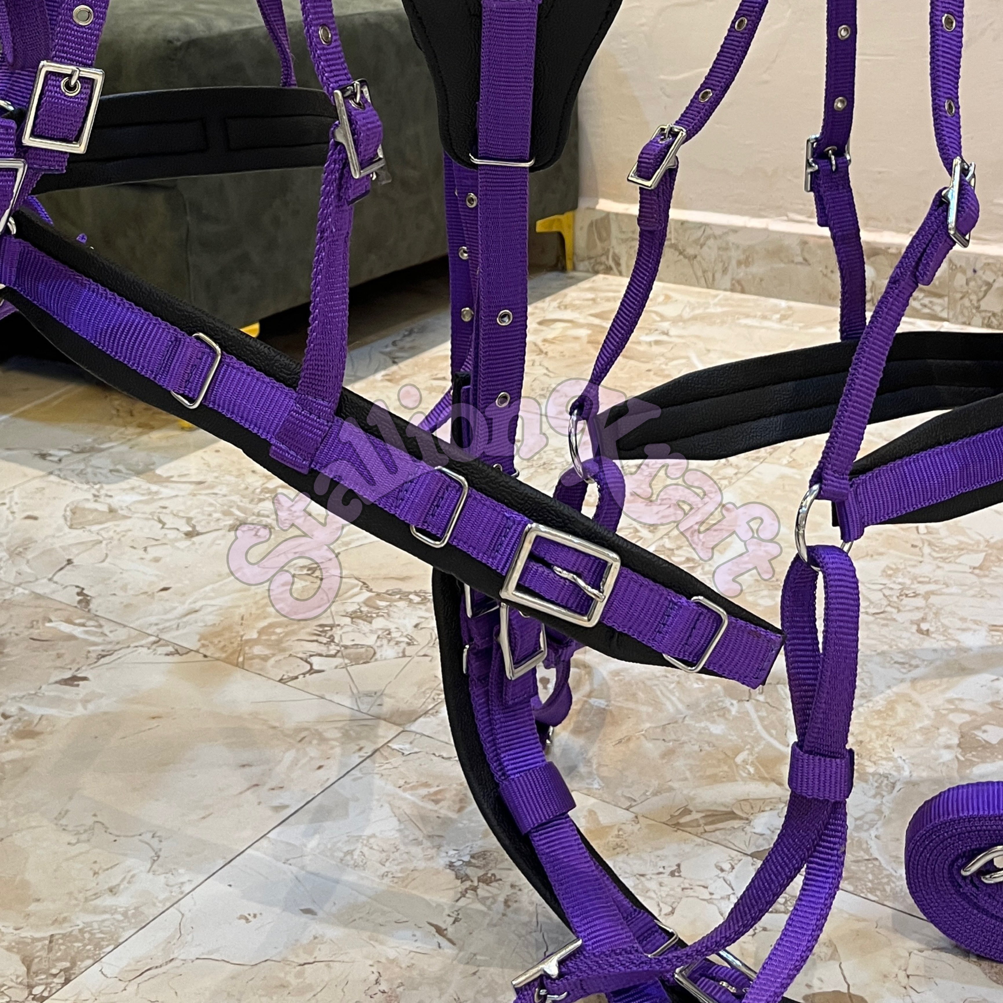 Black and Purple Nylon Horse Driving Harness Horse Carriage, Cart and  Buggy Harness