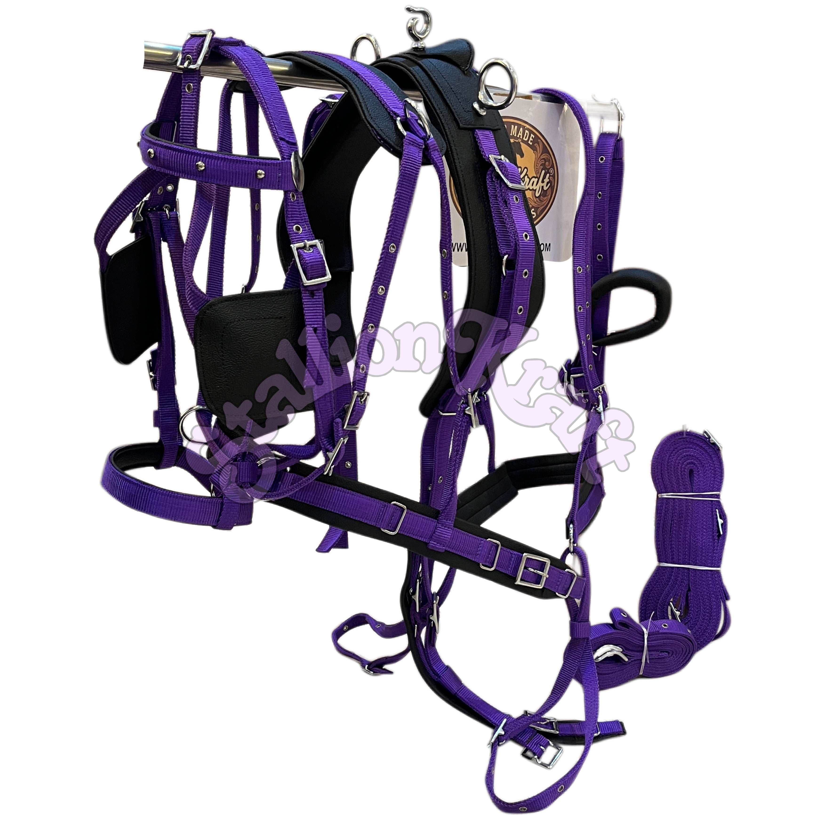 Black and Purple Nylon Horse Driving Harness Horse Carriage, Cart and  Buggy Harness