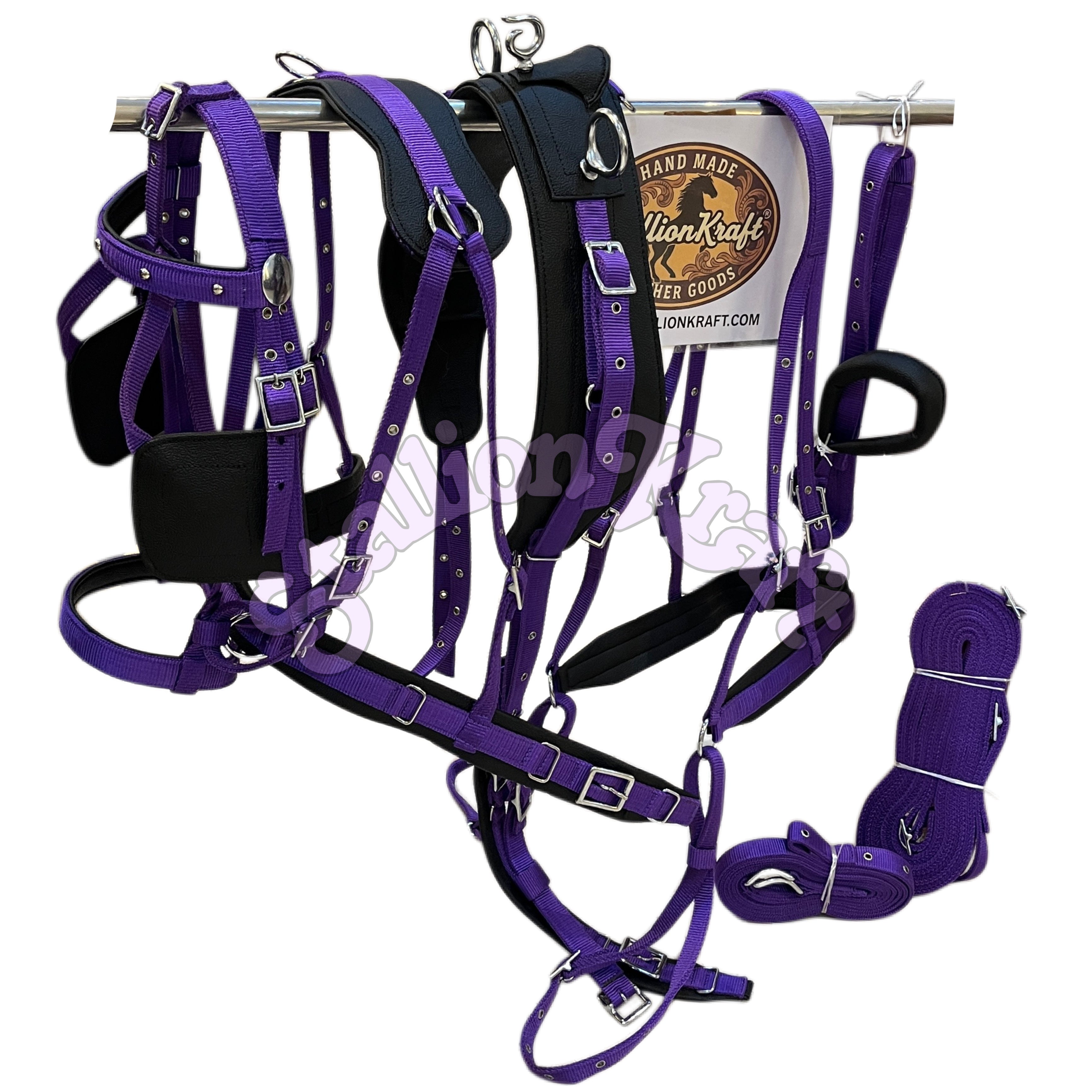 Black and Purple Nylon Horse Driving Harness Horse Carriage, Cart and  Buggy Harness