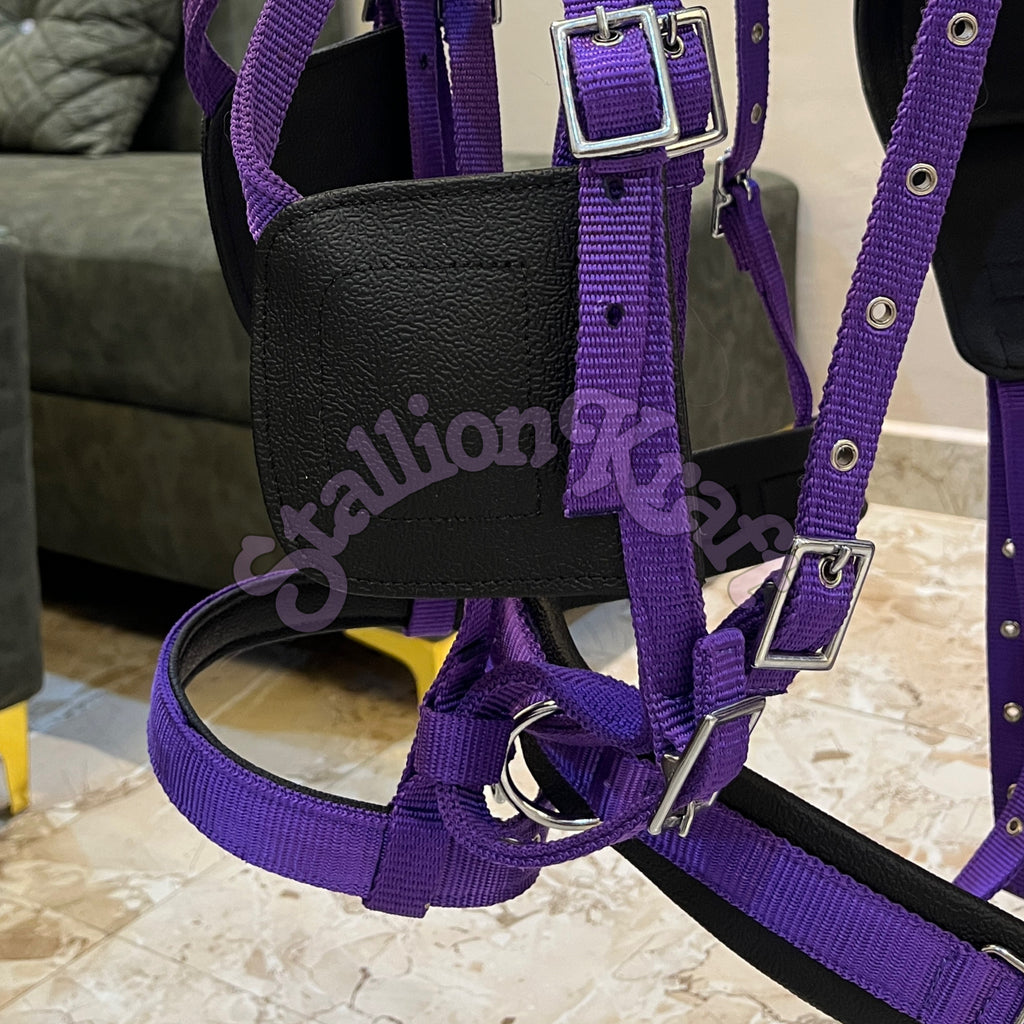Black and Purple Nylon Horse Driving Harness Horse Carriage, Cart and  Buggy Harness