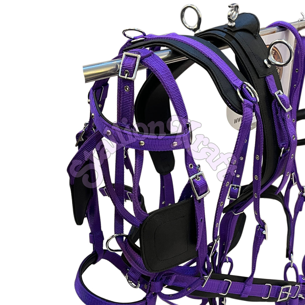 Black and Purple Nylon Horse Driving Harness Horse Carriage, Cart and  Buggy Harness