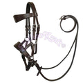 Brown Oval Sidepull Bitless Horse Bridle Full Grain Leather Hand Tooled Bridle