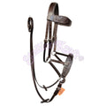 Oiled Brown Hand Tooled Sidepull Bitless Bridle | Full Grain Leather with Matching Reins