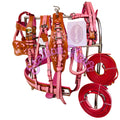 Handmade Leather Horse Driving Harness Set  Dual Tone Natural & Pink Complete Buggy Harness with Traces