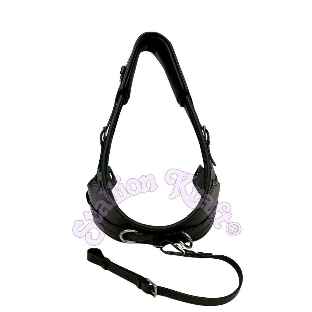 Premium Full Grain Black Leather Team Horse Driving Harness  Dual Horse Carriage Harness with Anatomical French Collar