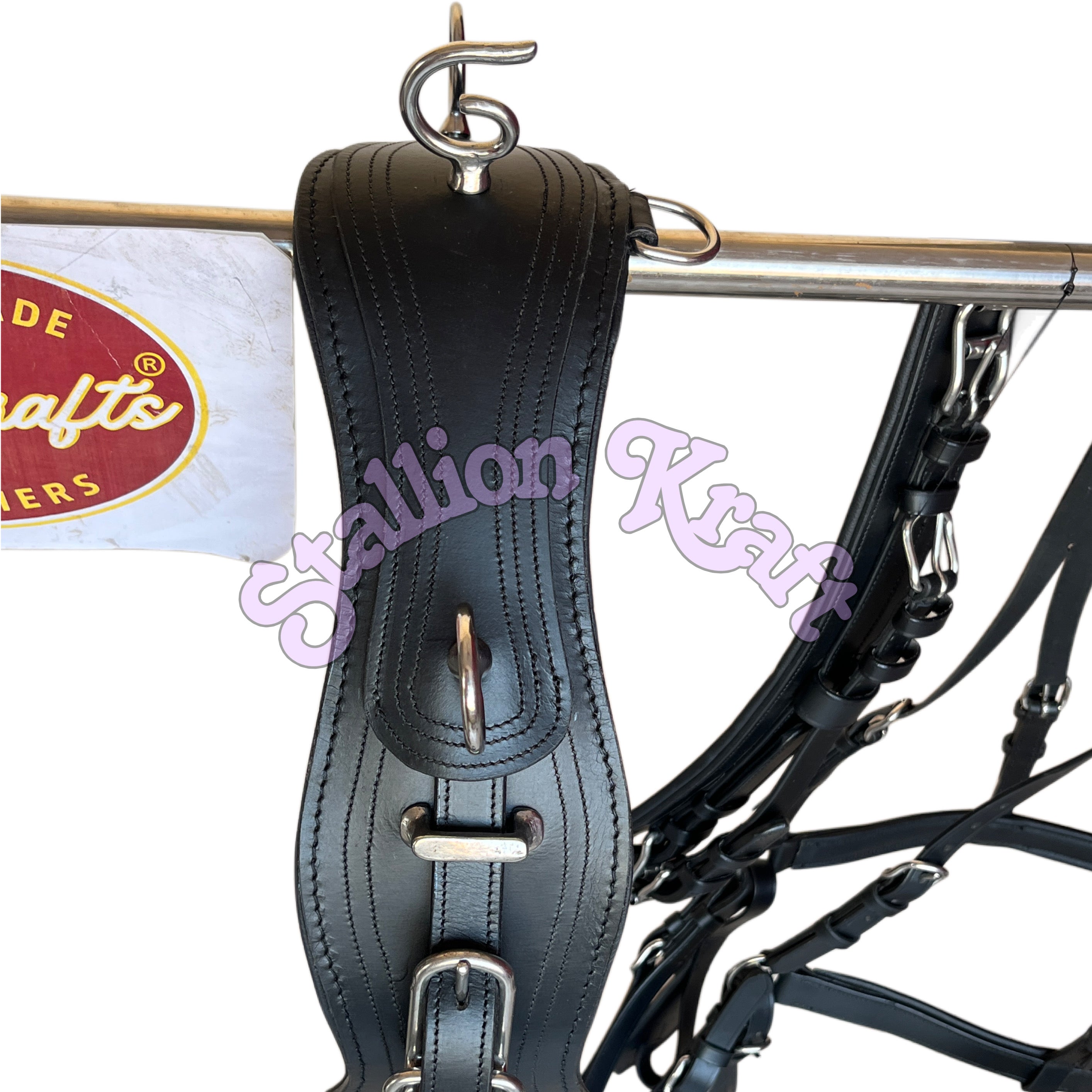 Oiled Black Full Grain Leather Horse Driving Harness Set  Single Horse Leather Carriage, Buggy & Cart Harness
