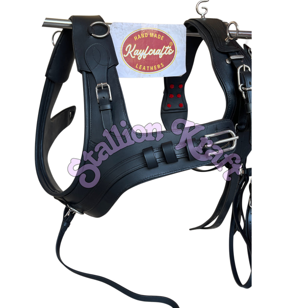 Oiled Black Full Grain Leather Horse Driving Harness Set  Single Horse Leather Carriage, Buggy & Cart Harness
