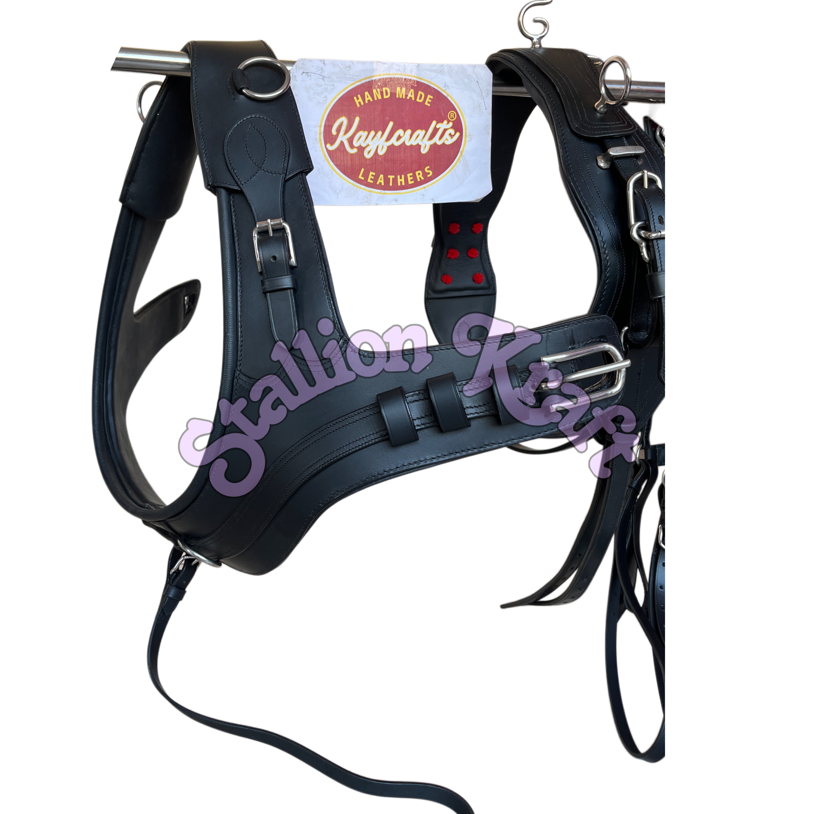 Oiled Black Full Grain Leather Horse Driving Harness Set  Single Horse Leather Carriage, Buggy & Cart Harness