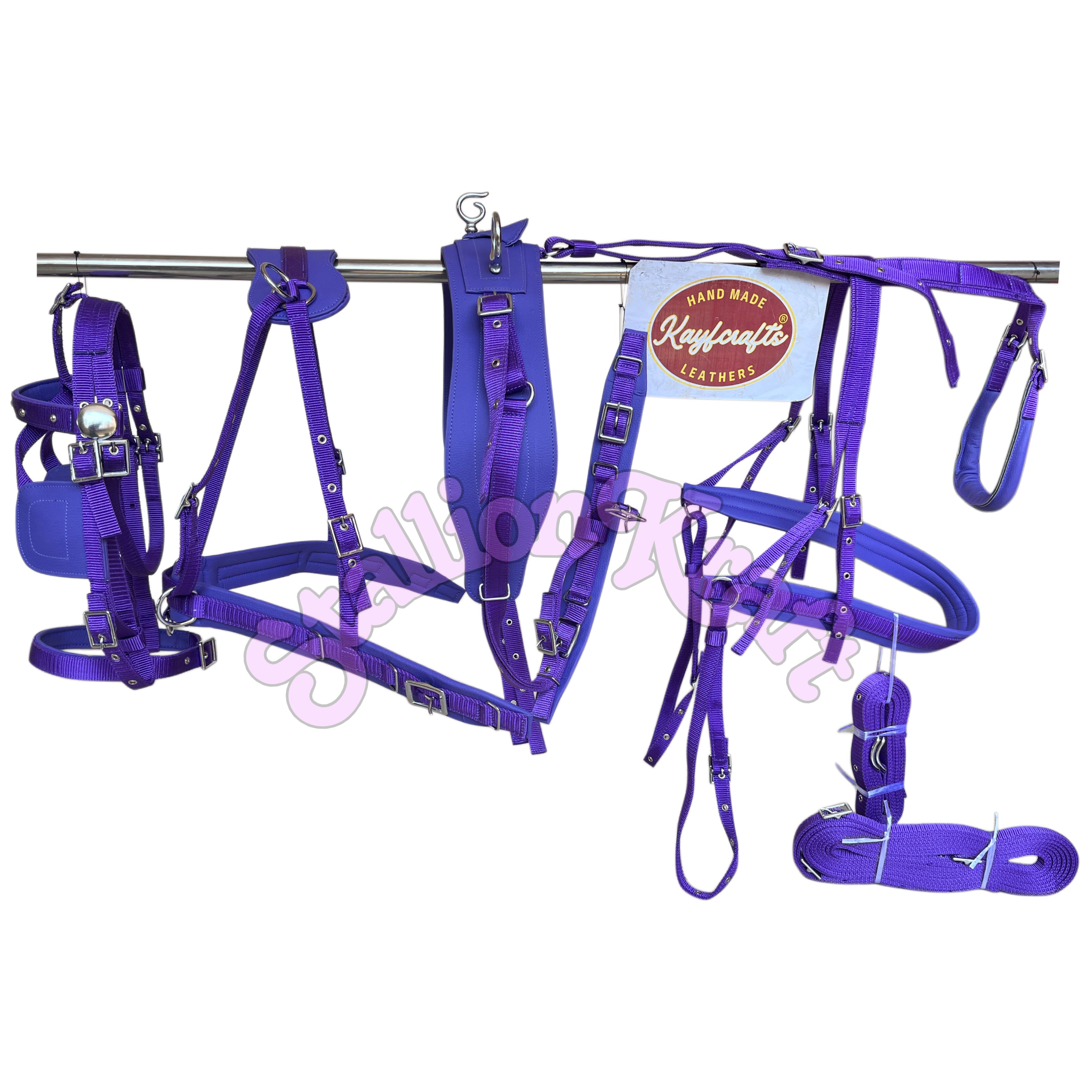Purple Nylon Horse Driving Harness  Single Horse Carriage and Cart Harness Set