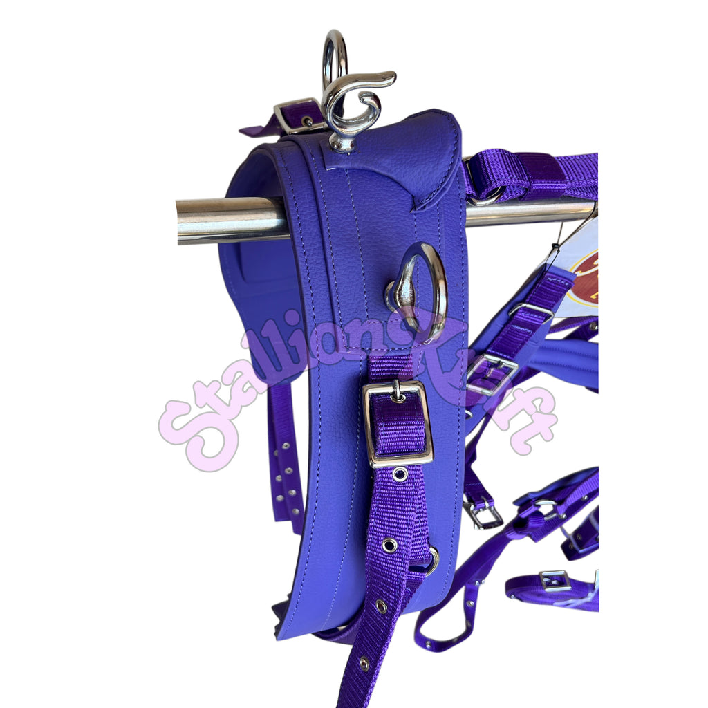 Purple Nylon Horse Driving Harness  Single Horse Carriage and Cart Harness Set