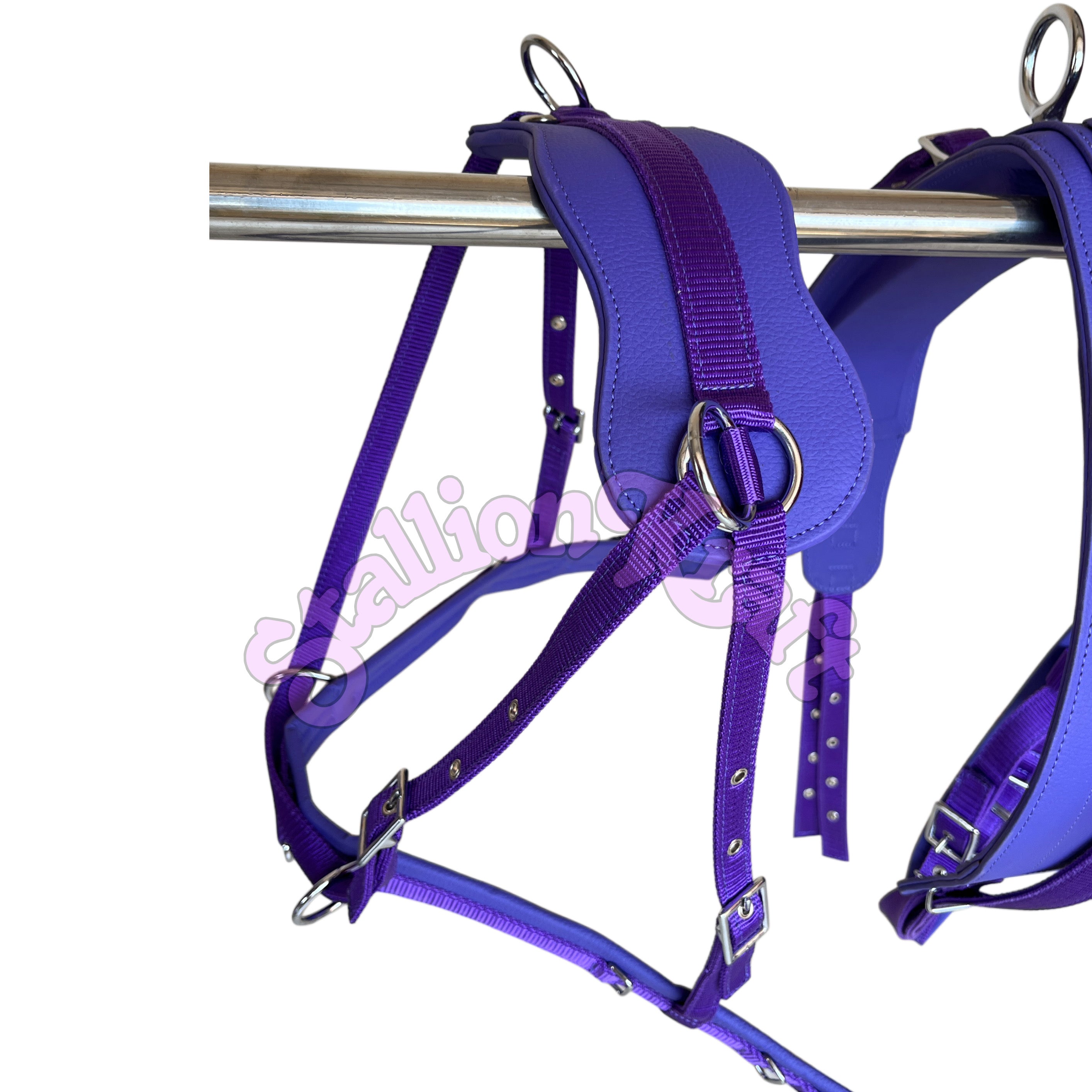 Purple Nylon Horse Driving Harness  Single Horse Carriage and Cart Harness Set