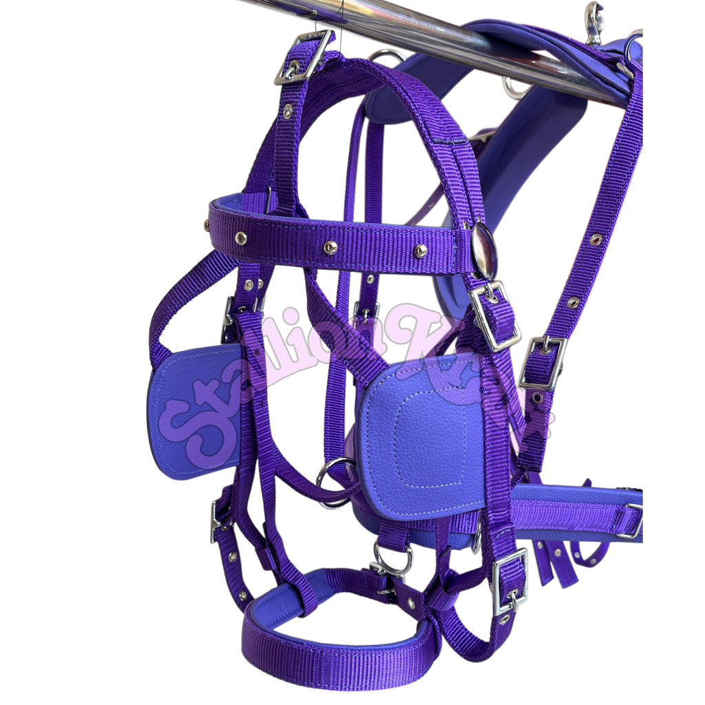 Purple Nylon Horse Driving Harness  Single Horse Carriage and Cart Harness Set