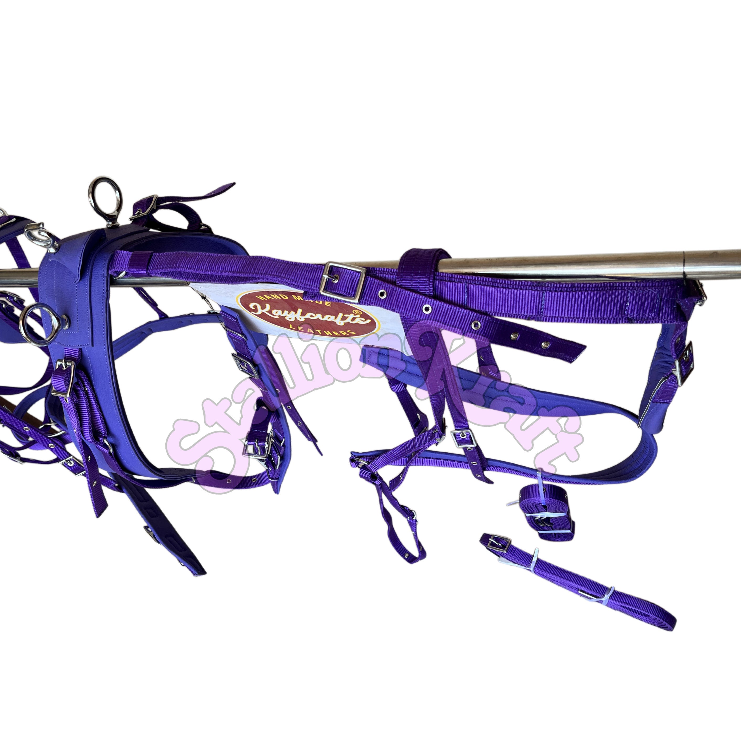 Purple Nylon Horse Driving Harness  Single Horse Carriage and Cart Harness Set