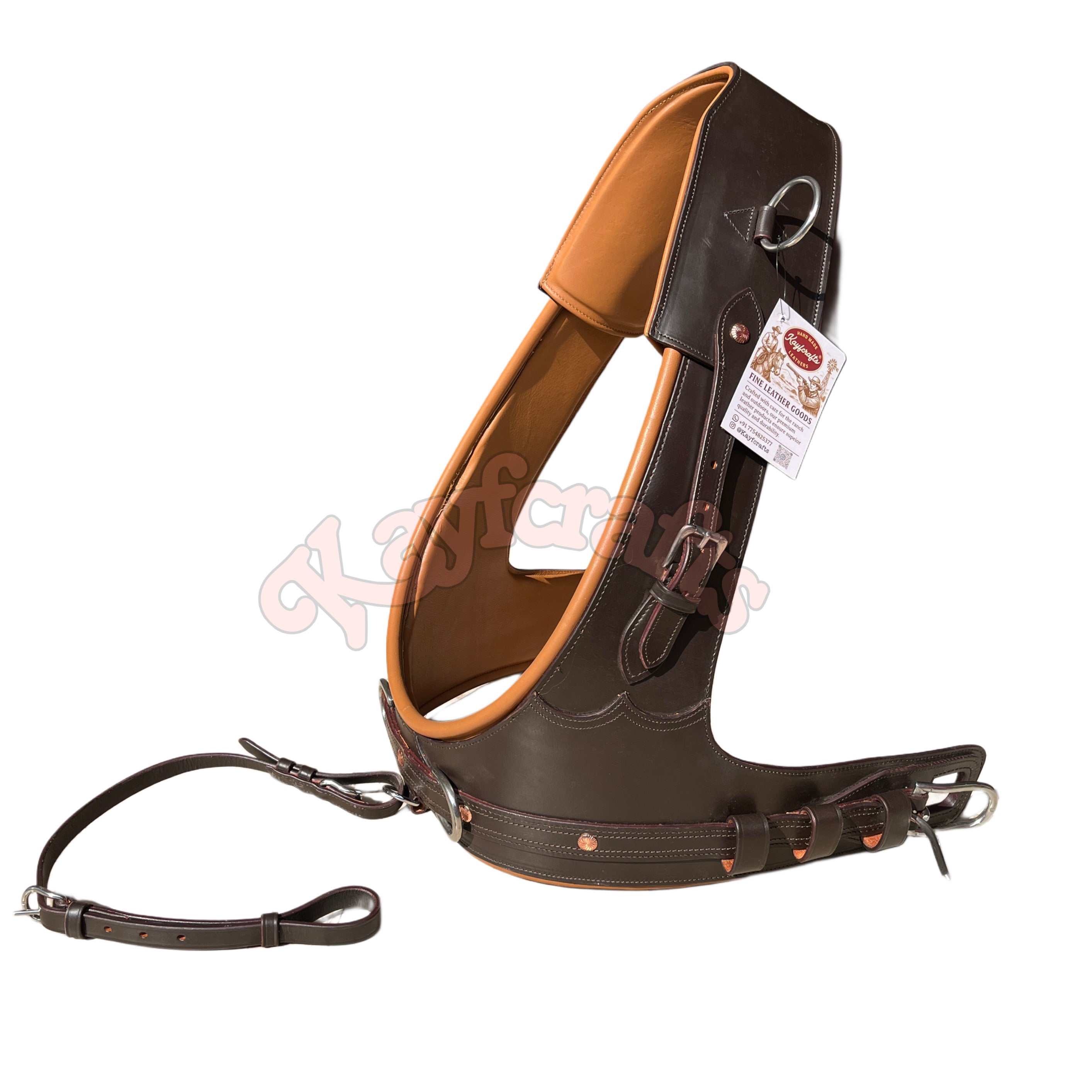 Brown & Tan French Brollar Collar Cow Soft Padded Oiled Leather