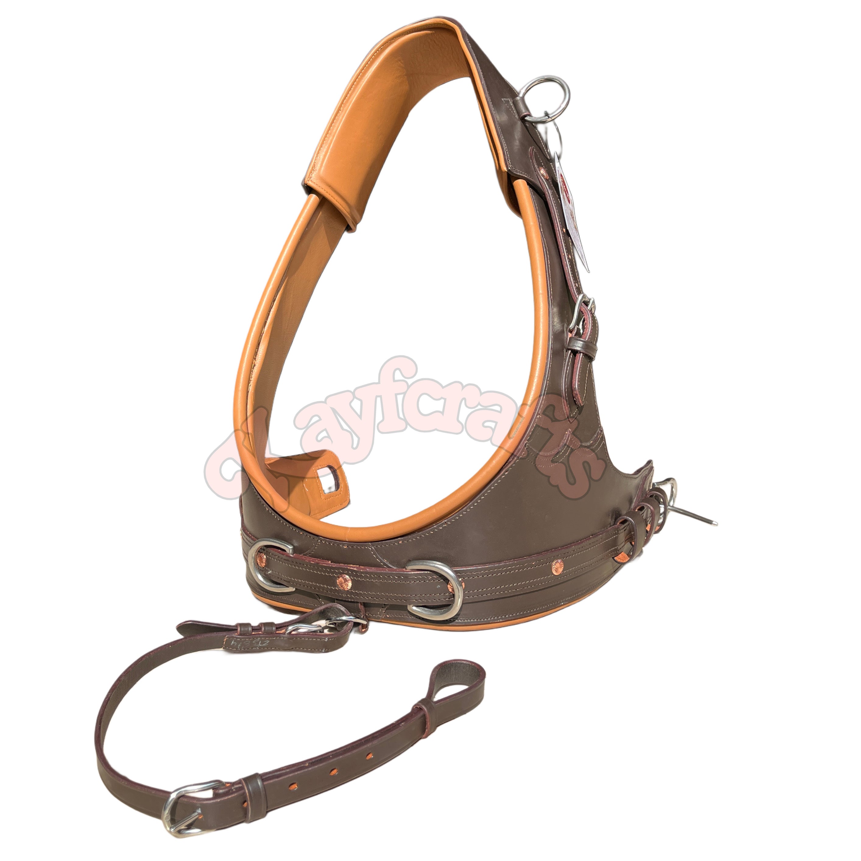 Brown & Tan French Brollar Collar Cow Soft Padded Oiled Leather