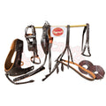 Premium Full Grain Brown Oiled Leather Horse Driving Harness Set with French Collar Stainless Steel Fittings Carriage, Buggy & Cart Harness